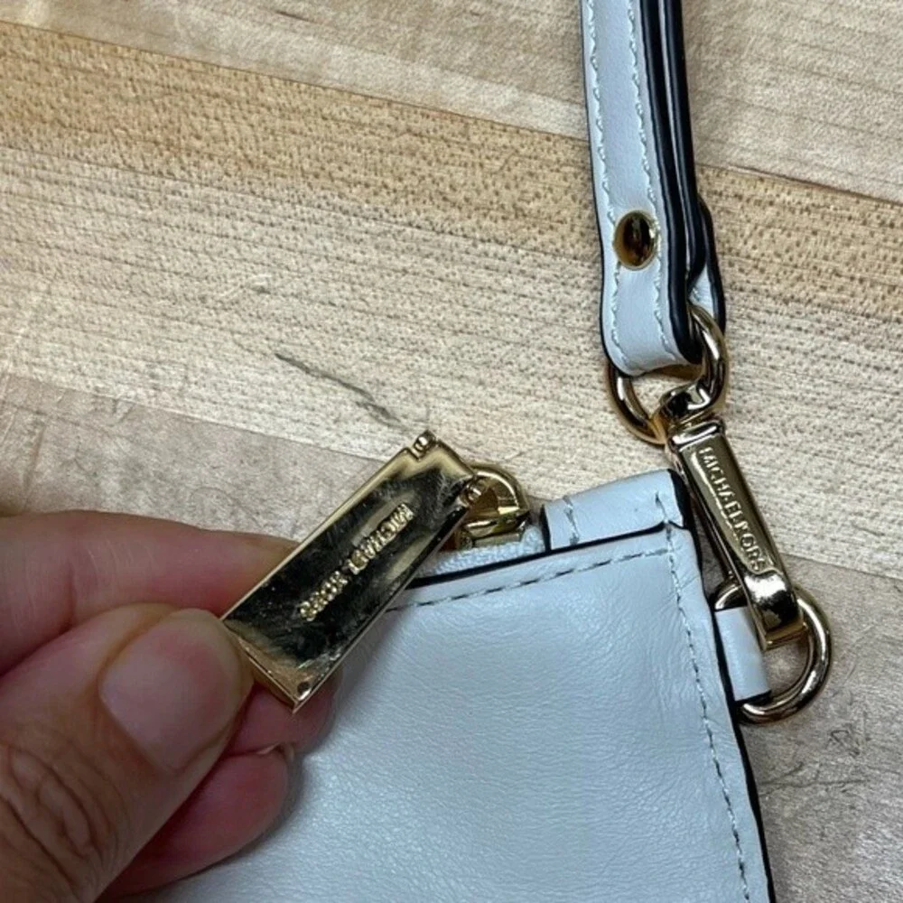 Michael Kors Wristlet in Gold and White Leather NWOT